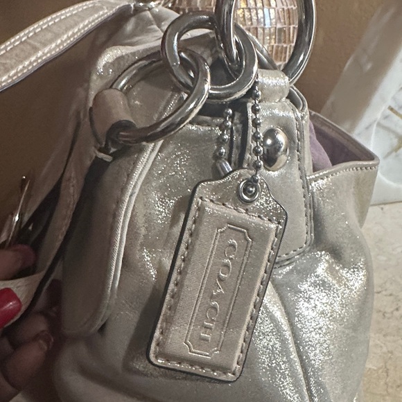 Coach Metallic Silver Shoulder Bag - Picture 3 of 7